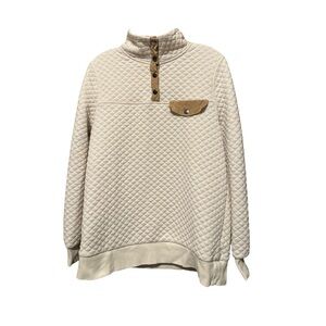 Doe & Rae Women's Quilted Mock Neck Pullover - Small - Ivory